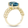 Thumbnail Image 4 of Cushion-Cut Natural London Blue Topaz & Diamond Cocktail Ring 1/5 ct tw 14K Yellow Gold