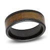 Thumbnail Image 0 of Men's 8mm Whiskey Barrel Wood Inlay Wedding Band Black Ceramic