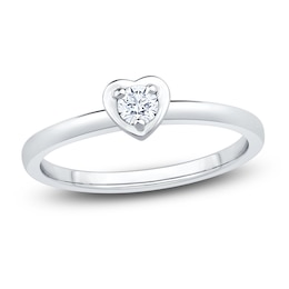 Diamond Heart-Shaped Promise Ring 1/8 ct tw 10K White Gold