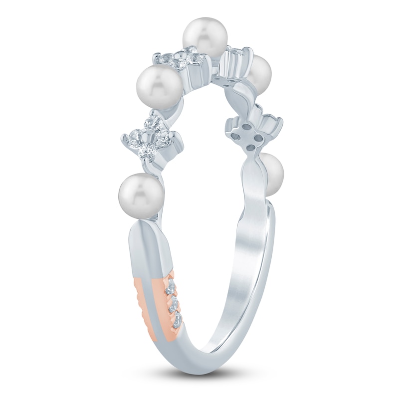 Main Image 2 of Pnina Tornai Cultured Pearl & Diamond Quatrefoil Anniversary Ring 1/6 ct tw 14K White Gold