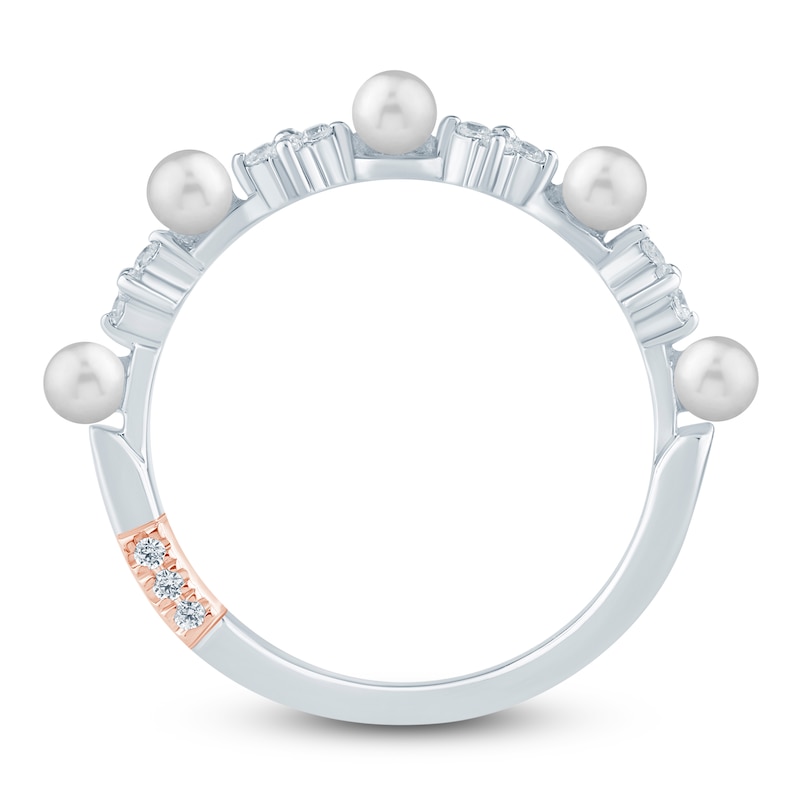 Main Image 4 of Pnina Tornai Cultured Pearl & Diamond Quatrefoil Anniversary Ring 1/6 ct tw 14K White Gold