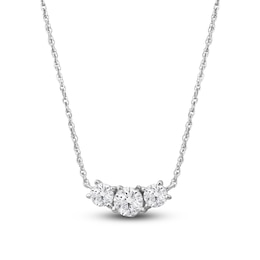 Lab-Created Diamond Three-Stone Necklace 1 ct tw 14K White Gold 18&quot;