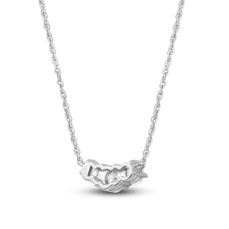 Main Image 4 of Lab-Created Diamond Three-Stone Necklace 1 ct tw 14K White Gold 18&quot;