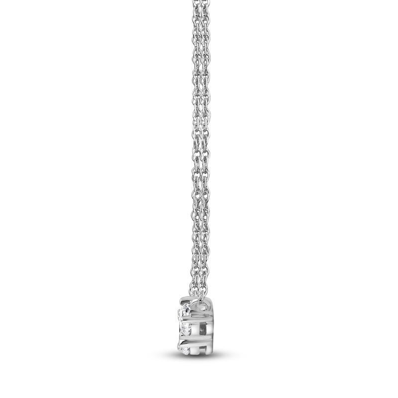 Main Image 5 of Lab-Created Diamond Three-Stone Necklace 1 ct tw 14K White Gold 18&quot;