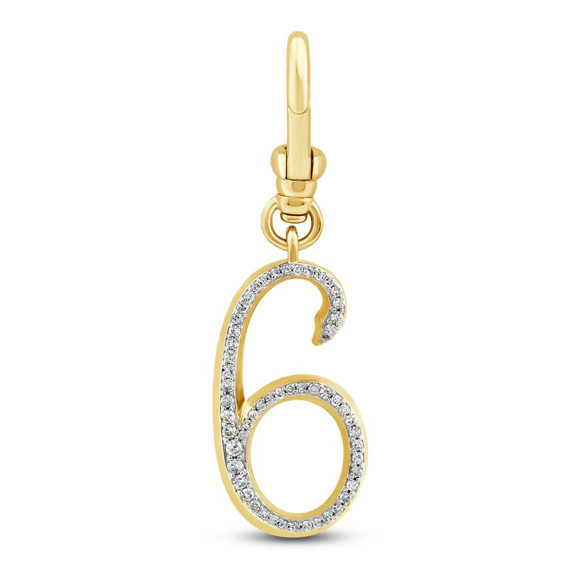 Main Image 1 of Charm'd by Lulu Frost Diamond Number 6 Charm 1/8 ct tw Pavé Round 10K Yellow Gold