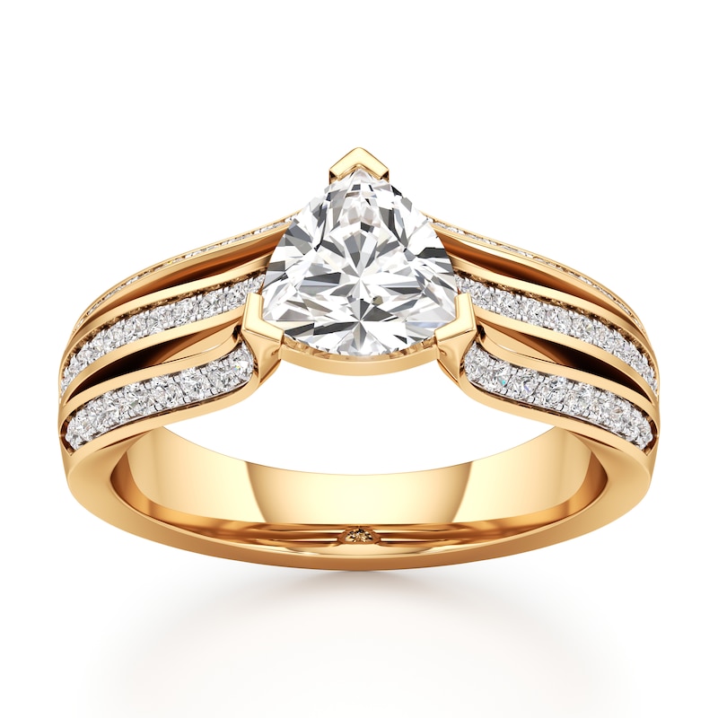 Main Image 1 of J'Lure Lab-Created Diamond Trillion Curved Brilliant-Cut Engagement Ring 1-3/8 ct tw 18K Yellow Gold