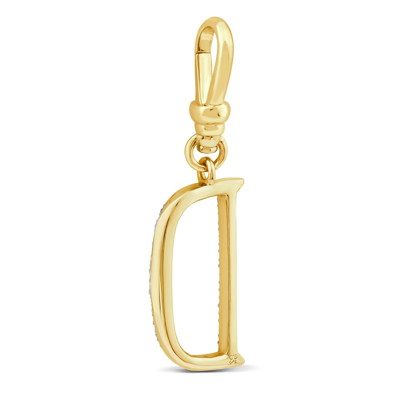 Main Image 2 of Charm'd by Lulu Frost Diamond Letter D Charm 1/10 ct tw Pavé Round 10K Yellow Gold