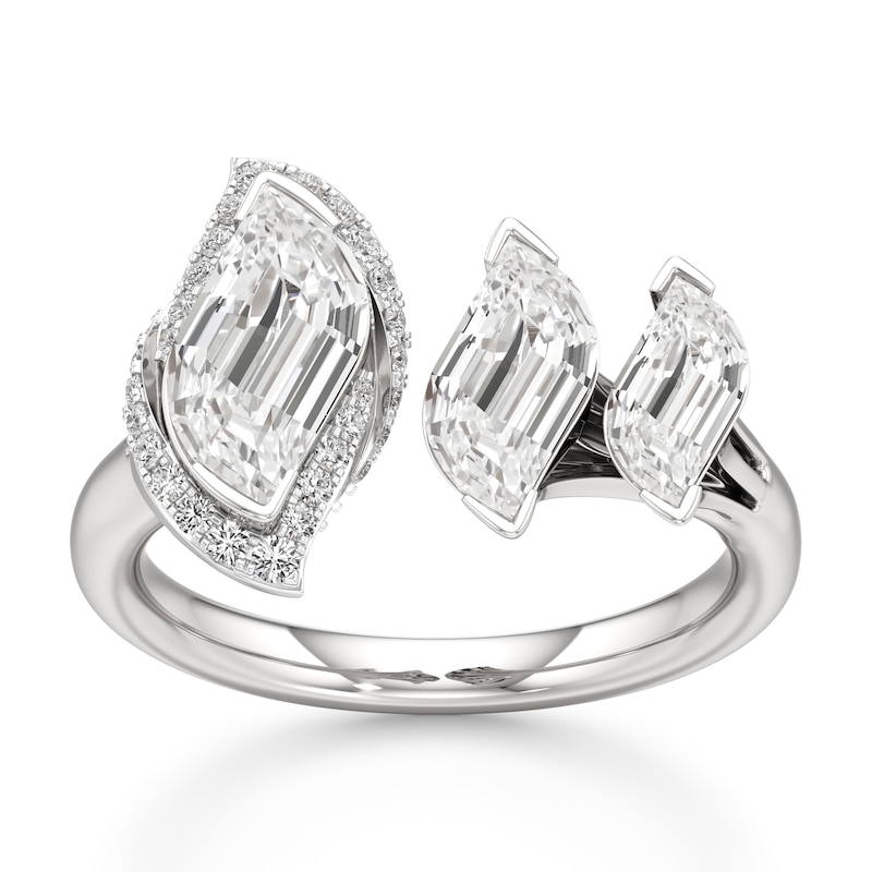 Main Image 1 of J'Lure Leaf Step-Cut Lab-Grown Diamond Engagement Ring 2-1/4 ct tw 18K White Gold
