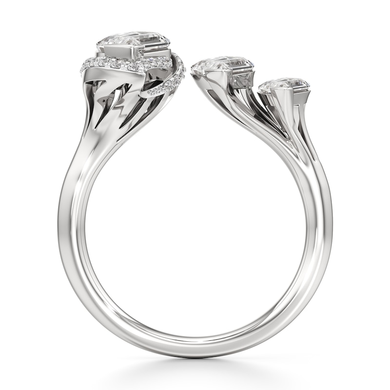 Main Image 2 of J'Lure Leaf Step-Cut Lab-Grown Diamond Engagement Ring 2-1/4 ct tw 18K White Gold