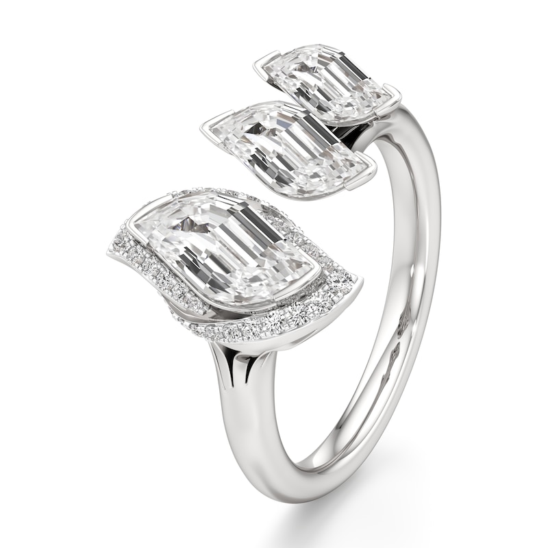 Main Image 4 of J'Lure Leaf Step-Cut Lab-Grown Diamond Engagement Ring 2-1/4 ct tw 18K White Gold
