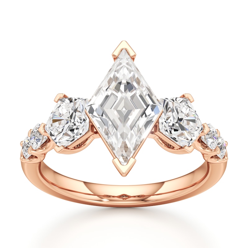 Main Image 1 of J'Lure Lozenge Step-Cut Lab-Created Diamond Engagement Ring 3-3/8 ct tw 18K Rose Gold