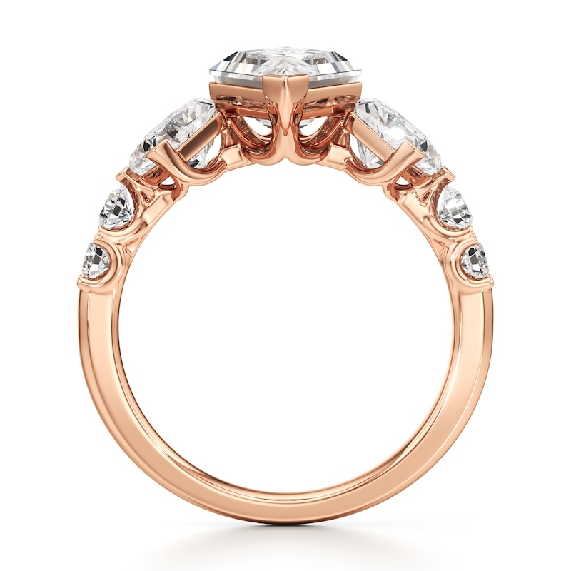 Main Image 2 of J'Lure Lozenge Step-Cut Lab-Created Diamond Engagement Ring 3-3/8 ct tw 18K Rose Gold