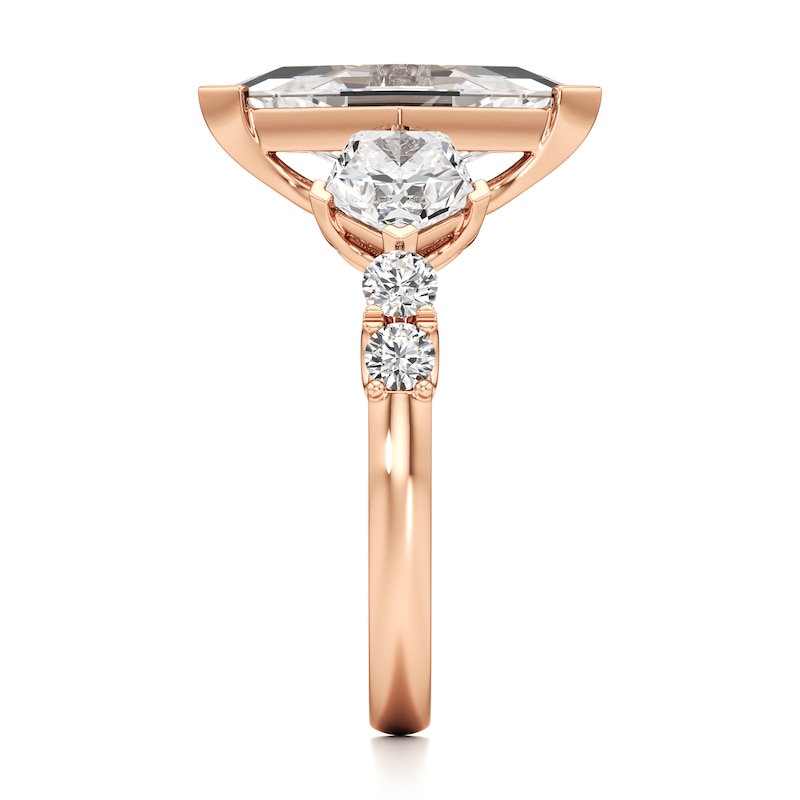 Main Image 3 of J'Lure Lozenge Step-Cut Lab-Created Diamond Engagement Ring 3-3/8 ct tw 18K Rose Gold