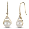 Thumbnail Image 1 of Cultured Pearl & Diamond Accent Wishbone Dangle Earrings 10K Yellow Gold