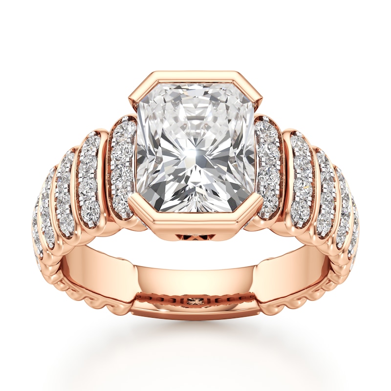 Main Image 1 of J'Lure Radiant Brilliant-Cut Lab-Created Diamond Engagement Ring 3-1/2 ct tw 18K Rose Gold