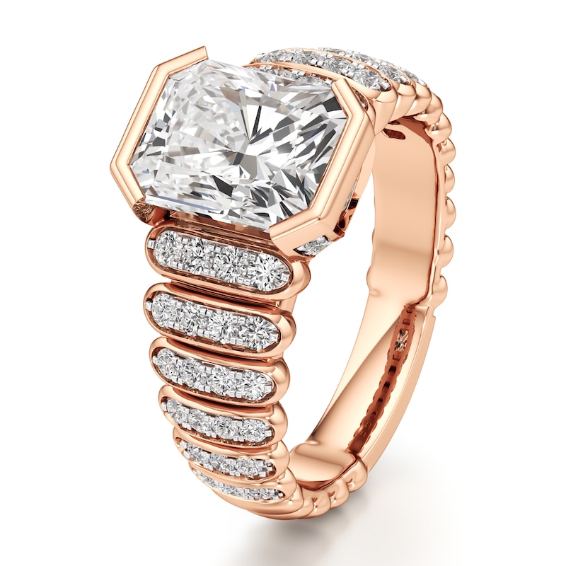 Main Image 4 of J'Lure Radiant Brilliant-Cut Lab-Created Diamond Engagement Ring 3-1/2 ct tw 18K Rose Gold