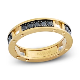 Baraka Men's Black Diamond Ring 1 ct tw 18K Yellow Gold