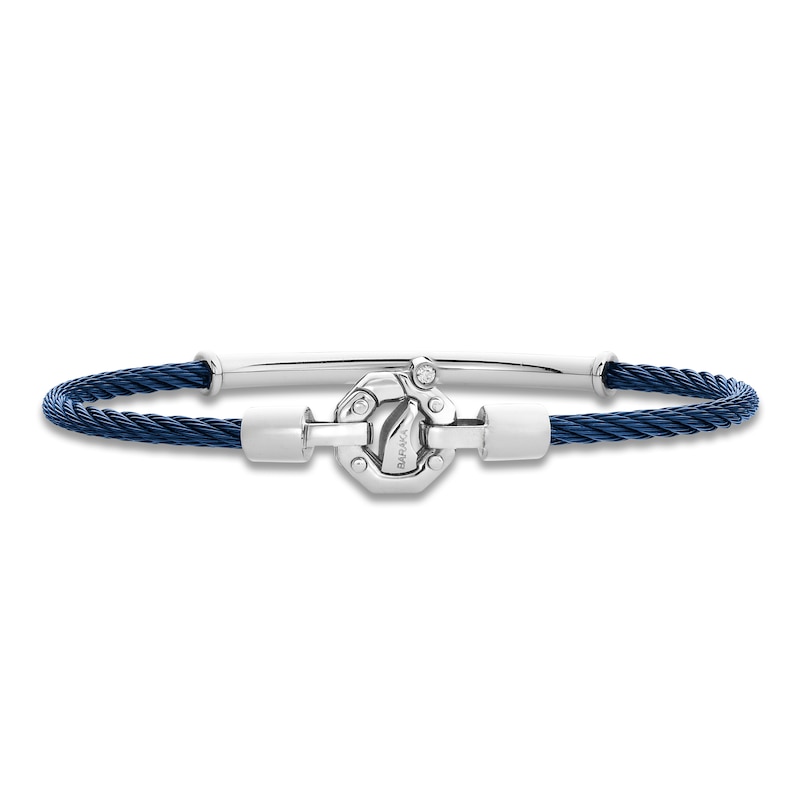 Main Image 3 of Baraka Men's Layered Cord Diamond Accent Bracelet Stainless Steel, Blue Ion Plating & 18K Rose Gold 7.5&quot;