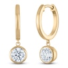 Thumbnail Image 2 of Round-Cut Lab-Created Diamond Solitaire Dangle Hoop Earrings 1-1/2 ct tw 14K Yellow Gold (SI2/F)