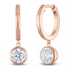 Thumbnail Image 2 of Round-Cut Lab-Created Diamond Solitaire Dangle Hoop Earrings 1-1/2 ct tw 14K Rose Gold (SI2/F)