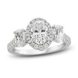 Diamond 3-Stone Engagement Ring 2-1/4 ct tw Oval/Round 14K White Gold