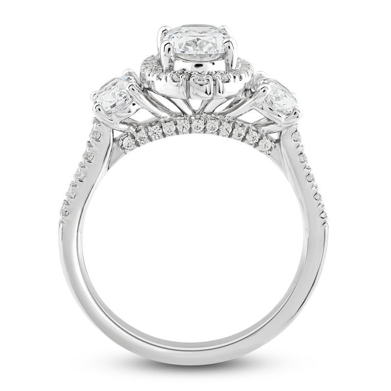 Main Image 2 of Diamond 3-Stone Engagement Ring 2-1/4 ct tw Oval/Round 14K White Gold