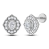 Thumbnail Image 2 of Diamond Flat Back Stud Earrings 1/3 ct tw Oval/Round 14K White Gold