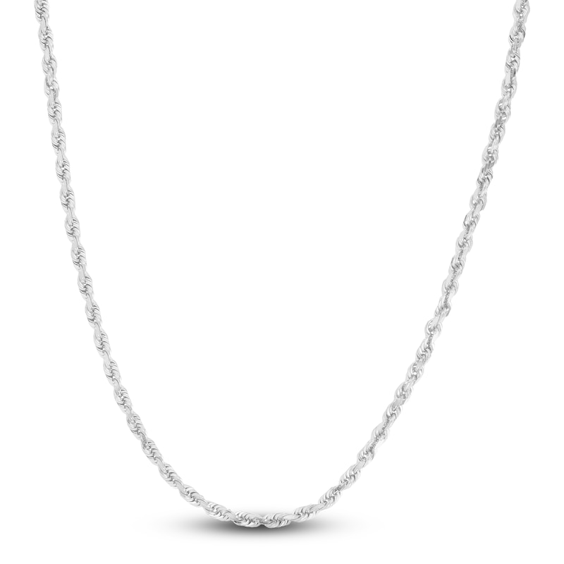 Solid Diamond-Cut Rope Chain Necklace 14K White Gold 18" 2.0mm