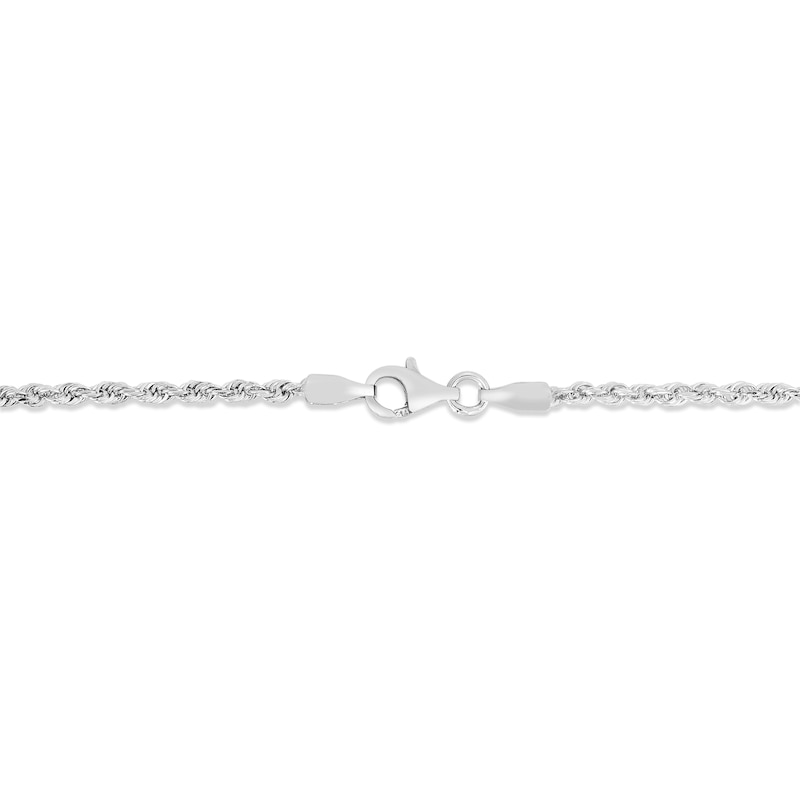 Main Image 2 of Solid Diamond-Cut Rope Chain Necklace 14K White Gold 18&quot; 2.0mm