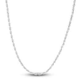 Solid Diamond-Cut Rope Chain Necklace 14K White Gold 22&quot; 2.5mm