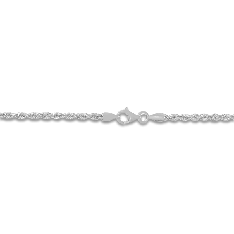 Solid Diamond-Cut Rope Chain Necklace 14K White Gold 22" 2.5mm