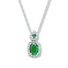 Thumbnail Image 1 of Natural Emerald Necklace 1/8 ct tw Diamonds 14K White Gold 18&quot;