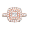 Thumbnail Image 3 of Diamond Halo Engagement Ring 1-1/2 ct tw Princess/Round 14K Rose Gold