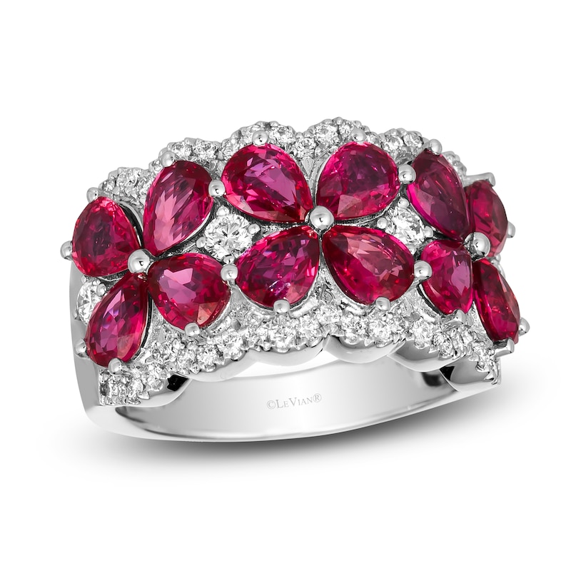 Main Image 1 of Le Vian Natural Ruby Ring 1/2 ct tw Diamonds Platinum