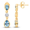 Thumbnail Image 1 of Kallati Pear-Shaped Natural Blue Topaz Dangle Earrings 1/20 ct tw Diamonds 14K Yellow Gold