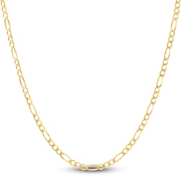 Solid Figaro Chain Necklace 14K Yellow Gold 18&quot; 3.8mm