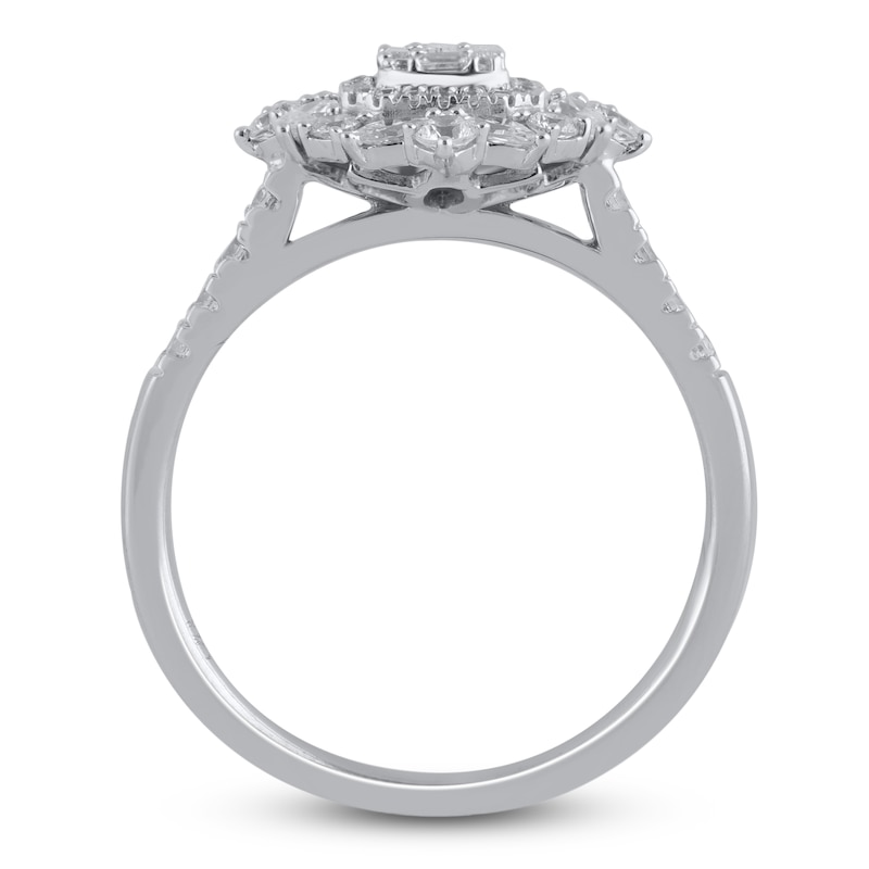 Main Image 2 of Baguette, Round & Marquise-Cut Diamond Ring 1 ct tw 14K White Gold