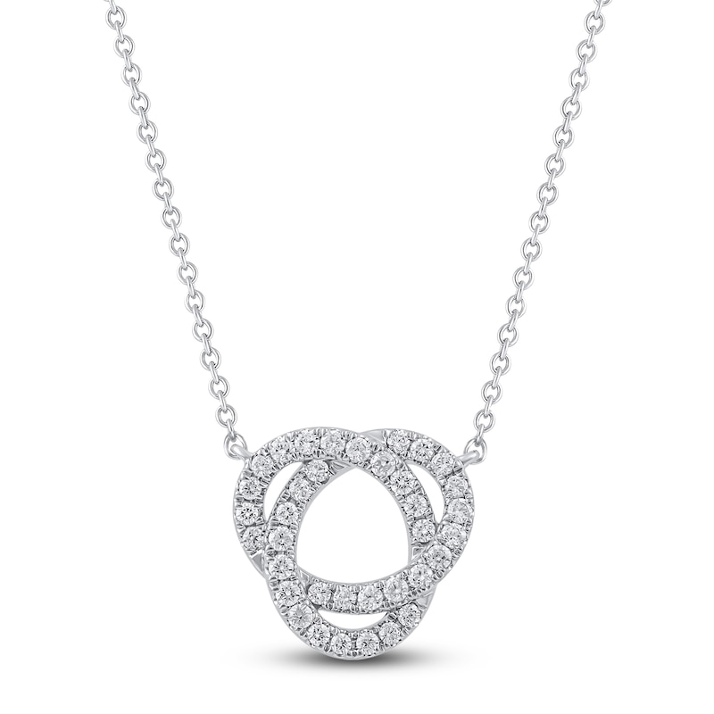 Main Image 1 of Diamond Circle Pendant Necklace 1/4 ct tw 14K White Gold