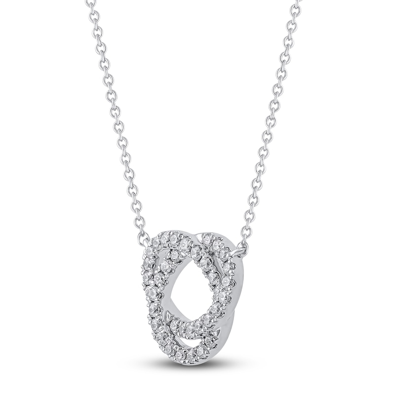 Main Image 2 of Diamond Circle Pendant Necklace 1/4 ct tw 14K White Gold