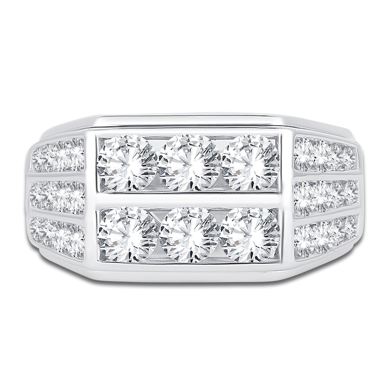 Main Image 3 of Men's Diamond Double Row  Wedding Band 3 ct tw 14K White Gold