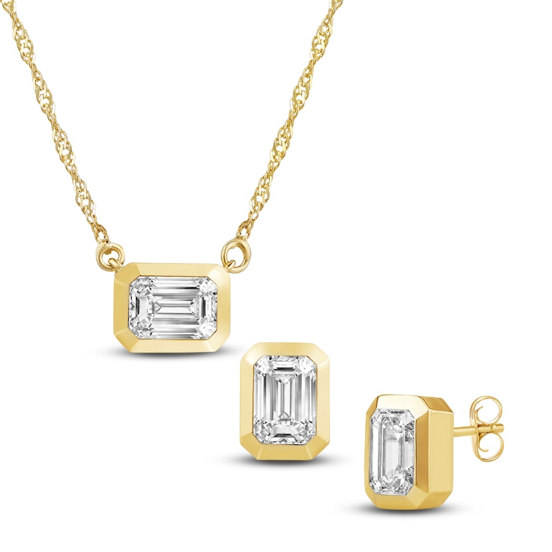 Main Image 2 of Lab-Created Emerald-Cut Diamond Box Set 1-1/2 ct tw 14K Yellow Gold