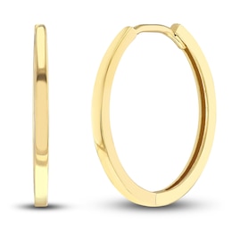 Polished Square Huggie Earrings 14K Yellow Gold 18mm