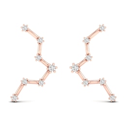 Diamond Pisces Constellation Earrings 1/8 ct tw Round 14K Rose Gold