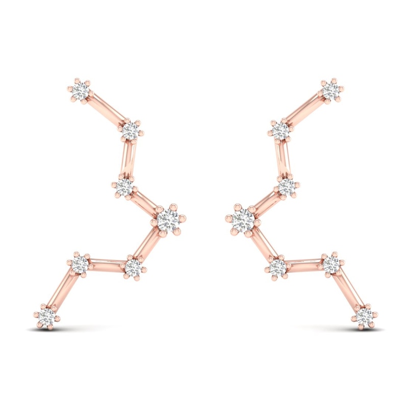 Diamond Pisces Constellation Earrings 1/8 ct tw Round 14K Rose Gold | Jared