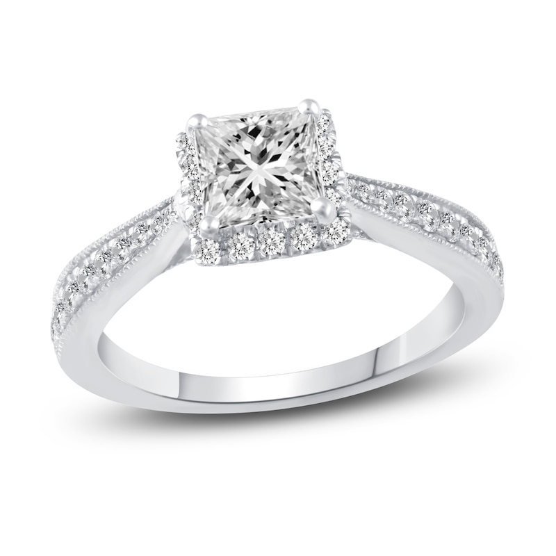 Main Image 1 of Diamond Engagement Ring 1-1/5 ct tw Princess/Round Platinum