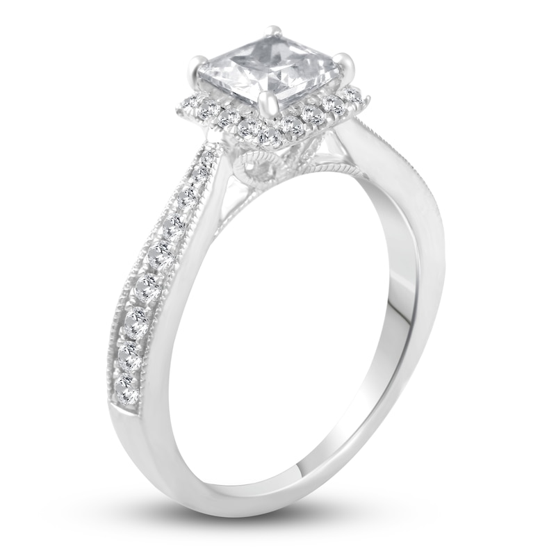 Main Image 5 of Diamond Engagement Ring 1-1/5 ct tw Princess/Round Platinum