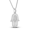 Thumbnail Image 2 of Diamond Hamsa Pendant Necklace 1/2 ct tw Round Sterling Silver 22&quot;