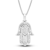 Thumbnail Image 4 of Diamond Hamsa Pendant Necklace 1/2 ct tw Round Sterling Silver 22&quot;