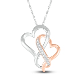 Diamond Heart Necklace 1/20 ct tw Round 10K Two-Tone Gold 18&quot;