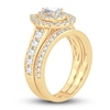 Thumbnail Image 1 of Diamond Double Halo Bridal Set 1-1/3 ct tw Round 14K Yellow Gold